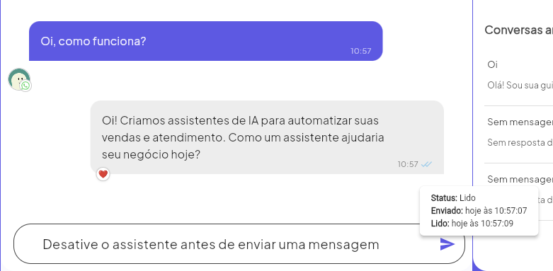 Reações do WhatsApp e acompanhamento de entregas