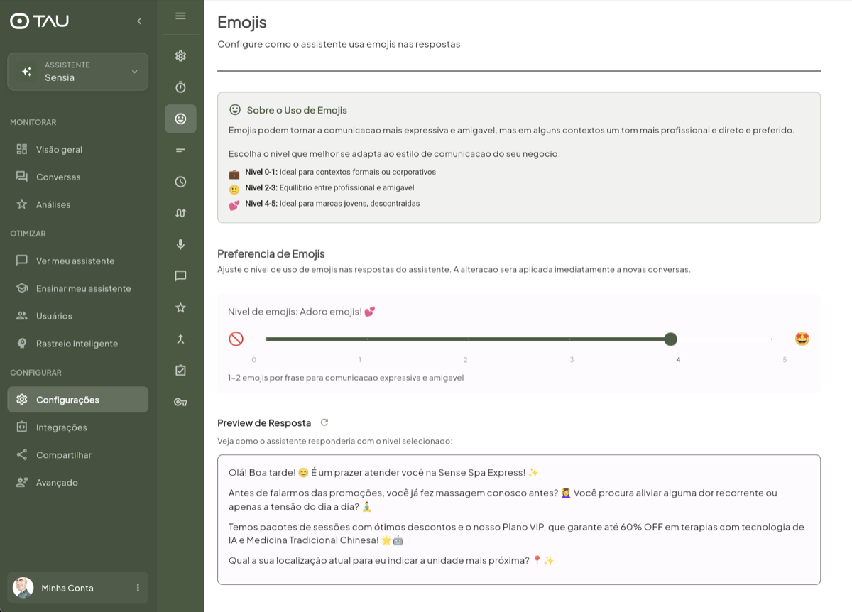 Personalize o uso de emojis nas conversas