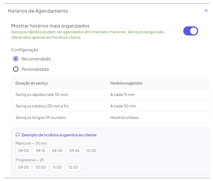 Controle de Horários e Proteção de Agendamentos