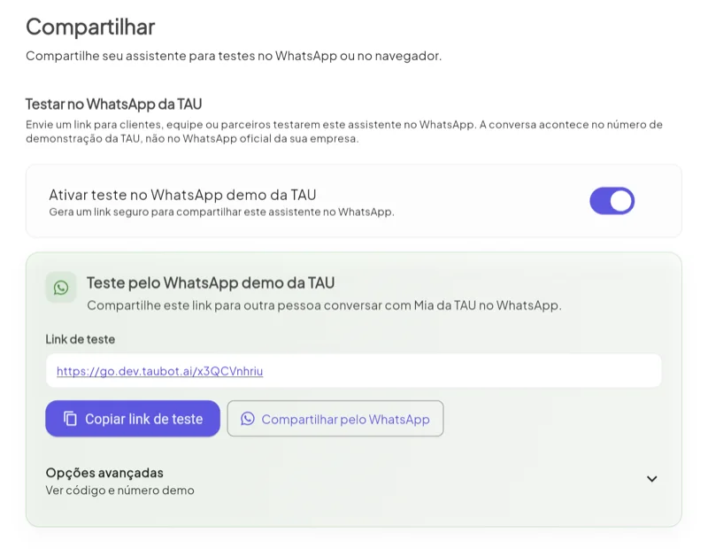 Demonstrações por WhatsApp em um clique